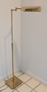 lot 274 image: DR - Adjustable Brass Pharmacy Floor Lamp with Square Base