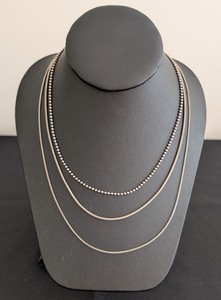 lot 283 image: DR - Set of 3 Sterling Silver Necklaces Assorted Chains, 20 Inch Longest