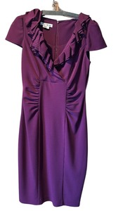 lot 91C image: MN - Kay Unger New York Purple Ruffle Neck Dress Size 6