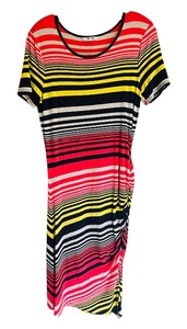 lot 74C image: SR - Striped Short Sleeve Knit Dress with Ruched Side