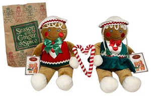 Vintage 1990 Set of Target Christmas Gingerbread Girl Stuffed Plush Dolls
