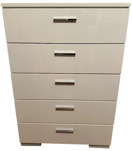 Felicity 5-Drawer Bedroom Chest, White High-Gloss Finish