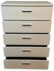 Felicity 5-Drawer Bedroom Chest, White High-Gloss Finish