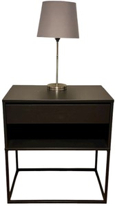 IKEA VIKHAMMER Nightstand, Black with Lamp