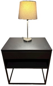 IKEA VIKHAMMER Nightstand, Black with Lamp