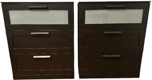 IKEA BRIMNES 3-Drawer Chest in Brown with Frosted Glass, Qty 2