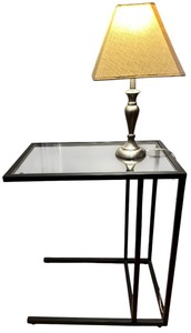 Glass C-Table with Lamp