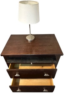 Nightstand-2-Drawers With Pull-Out Shelf and Lamp
