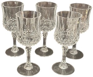 Cristal DArques Longchamp Wine Glasses - Qty 5  7.25 tall, 3D