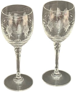 Vintage Princess House Heritage Crystal Wine Glasses - TallThin Qty 2  7.25 tall, 2.5D