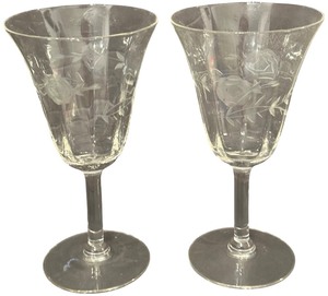 Vintage Ransgil Ransom Rose pattern Water Goblets - MediumWide Mouth- Qty 2  6 34 tall, 3.75D