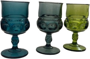 Mixed Water Goblets, TealGreyGreen - Qty 3 - 5 58T, 2 78D  Tray B