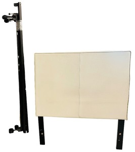 TwinTwin XL CreamBeige Headboard with Metal Bed Rails - NO SCREWS