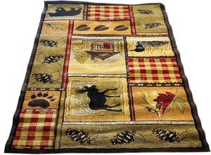 RUG Tayse Rugs Nature Multi-Color Indoor Area Rug featuring Rustic Cabin and Wildlife Imagery  5 3 X 7 3
