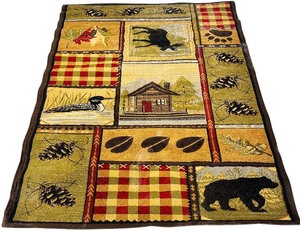 RUG Tayse Rugs Nature Multi-Color Indoor Area Rug featuring Rustic Cabin and Wildlife Imagery  5 3 X 7 3