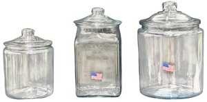 Anchor Hocking Heritage Hill Clear Glass Canister Jars - Qty 3