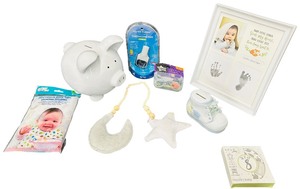 Baby Bundle  Piggy Banks  Disposable Bibs  Nursery Garland  Keepsake Items