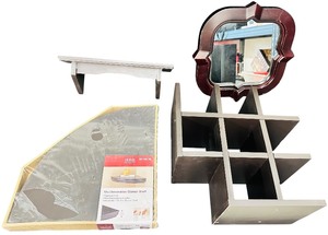 Espresso Brown Shelving Bundle - Unique Shelves  Mirror  Corner Shelf