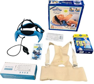 Back Pain and Support Bundle - Qty 3  Royal Posture  Heating Pad  Posture Pump Neck Exercise