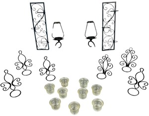 Home Decor Black Metal Scrolled Wall Sconces with Tealight Holders Bundle