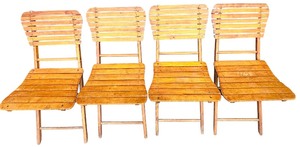 Vintage Wooden Foldable Chairs - Qty 4