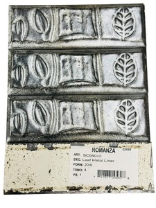 Decorative Leaf Metal Liner Tiles, accent border, trim piece, 2 X 6 - Qty 18