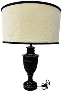 Robert Abbey Annika  Black Table Lamp with a BeigeBlack Trim Shade L02