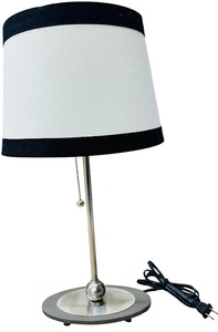 Pull Cord Lamp with White Shade with Blk Trim  L03