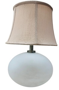 Round Frosted Glass Bulb Table Lamp with Baby Pink Shade  L05