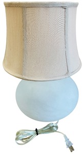 Round Frosted Glass Bulb Table Lamp with Baby Pink Shade  L05