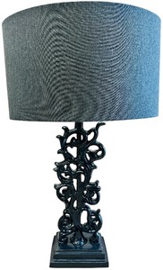 Brutalist Black Lamp with Black Shade  L09