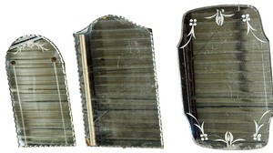 Vintage Etched Glass Mirrors featuring Art Deco Floral Designs and Beveled Edges Unique Bundle - Qty 3