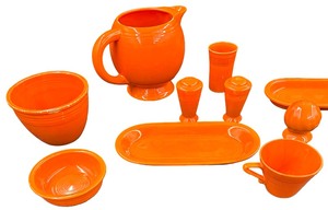 Vintage Mixed FIESTA Dishware Bundle - Qty 16 Pcs  Orange with Spice Rack
