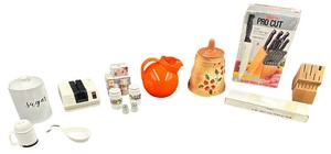 Vintage Kitchen Home Decor Salt and Pepper Shakers Sugar Ceramic Canister Knife Bundle