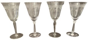 Fostoria Laurel pattern Crystal Water Goblets - Small - Qty 4  7.5 tall, 3.5D