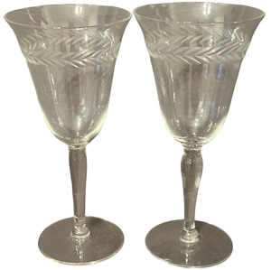 Fostoria Laurel pattern Crystal Water Goblets - Small - Qty 4  7.5 tall, 3.5D