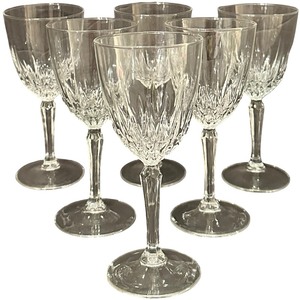 Vintage Cristal DArques-Durand France Diamant pattern Crystal Wine Glasses - Qty 6  6.75 tall, 3 18D