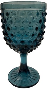 Teal Blue Hobnail Glass Goblets RARE- Qty 2  6 12 Tall, 3 38 D  TRAY D