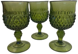 Green Water Goblets- Qty 3  5 12 Tall, 3 12 D  TRAY C