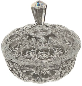 Crystal Glass Candy Dish with Lid 7D X 2 14H