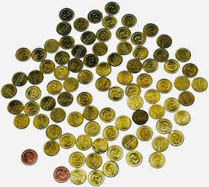 Brass UPDOWN Arcade Bar Game Token Brass Collectable Tokens - Qty 90  467.3g