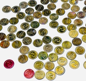 Brass UPDOWN Arcade Bar Game Token Brass Collectable Tokens - Qty 90  467.3g