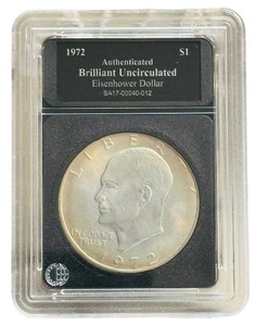 COIN 1972 Authenticated Brilliant Uncirculated Eisenhower Dollar