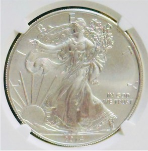 COIN NGC Certified 2014 Eagle S$1 MS 69   2014 American Silver Eagle coin graded MS 69 by the Numismatic Guaranty Corporation (NGC)