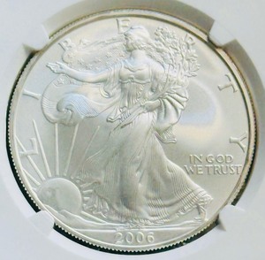 COIN NGC Certified 2006 Eagle S$1 MS 69  2006 American Silver Eagle coin graded MS69 by NGC