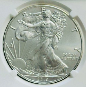 COIN NGC Certified 2019 Eagle S$1 MS 69  Certified 2019 American Silver Eagle dollar coin graded MS69 by NGC