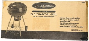 Grill Zone 22.5 Kettle Charcoal Grill featuring a Black Porcelain Enamel Finish