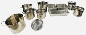 Stainless Steel Stock Pots and Serving Tray Bundle - NO LIDS