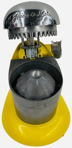 JUICER Vintage Rival Juice-O-Mat Manual Citrus Juicer featuring a Chrome Top and a Yellow Base