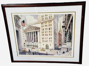 Framed, Limited Edition Offset Lithograph Titled Stock Exchange 1 by artist Erik Freyman